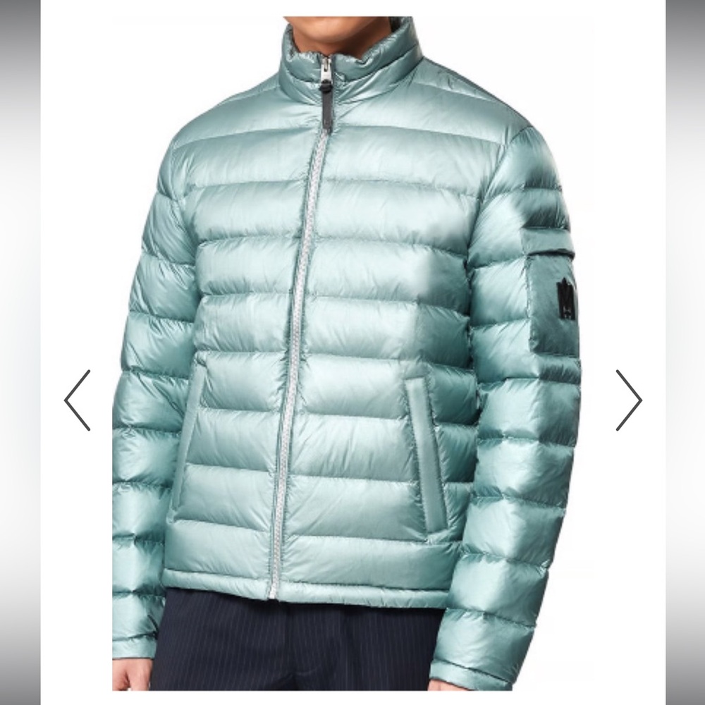 Mackage Men down Jacket James size 38 Metal sky light blue color. Unique
